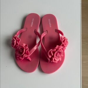 Mini Melissa Vibrant Pink Floral Sandals